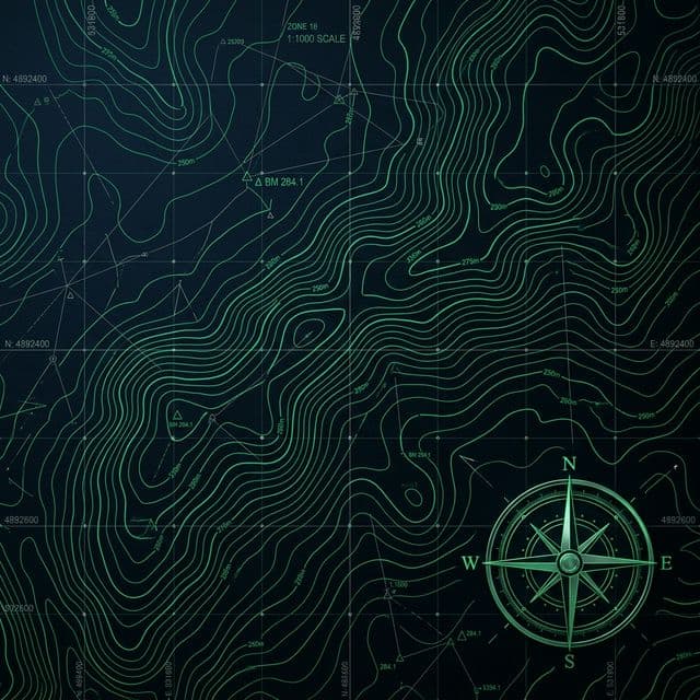 Abstract topographic survey grid with precision measurement patterns
